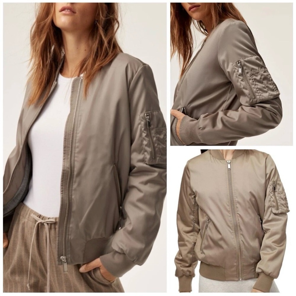 Aritzia The Group By Babaton Gilman Bomber Jacket Taupe XS